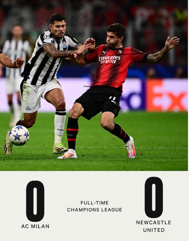 AC Milan were held by Newcastle at San Siro